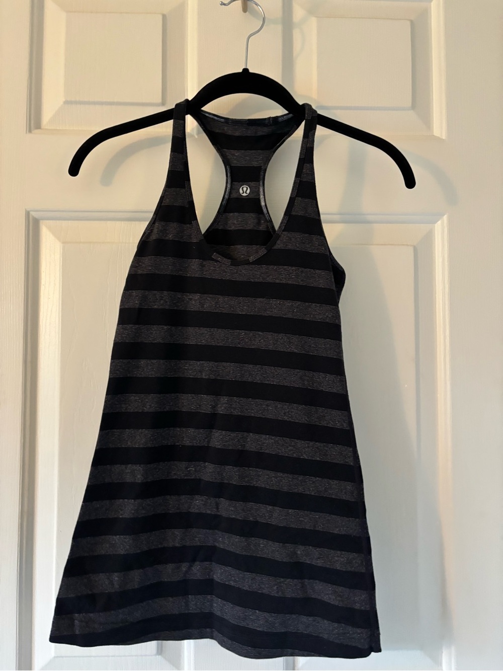 lululemon athletica Black and Gray Striped racerback tank